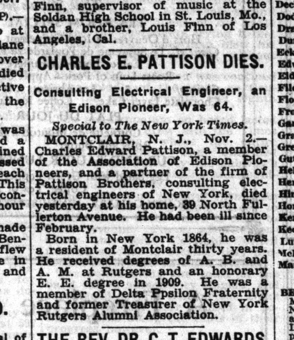 Charles's 1928 New York Times obituary clipping