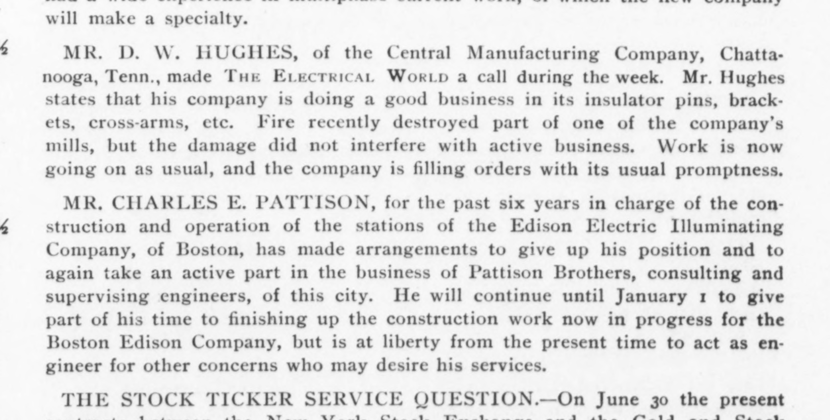 Charles Leaves Boston Edison to Rejoin the Firm facsimile